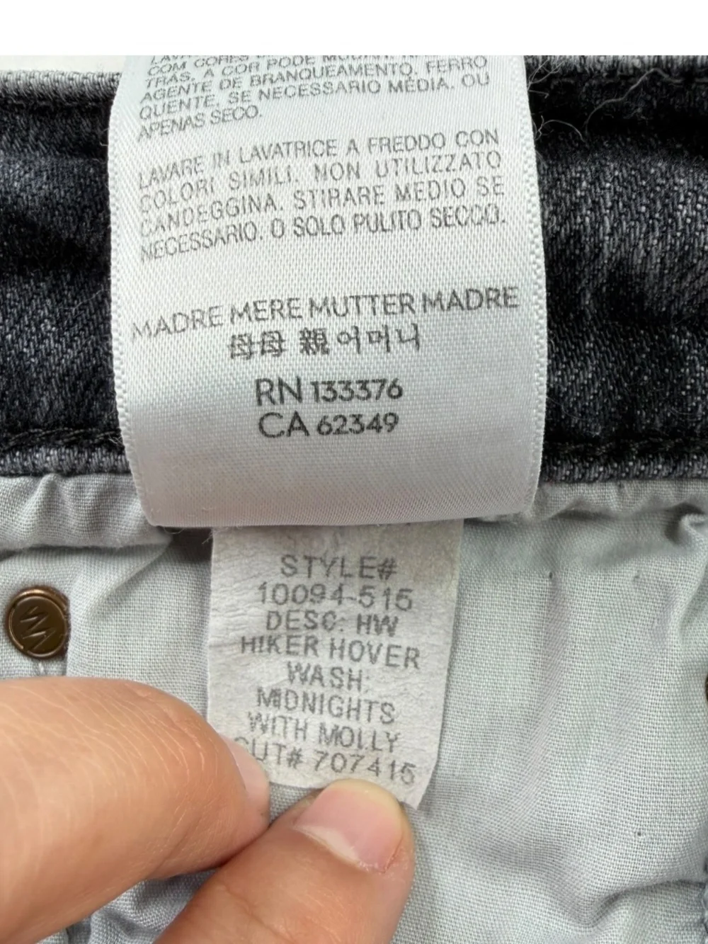 Mother Superior High Waisted Hiker Hover Jeans Midnights with Molly Size 32